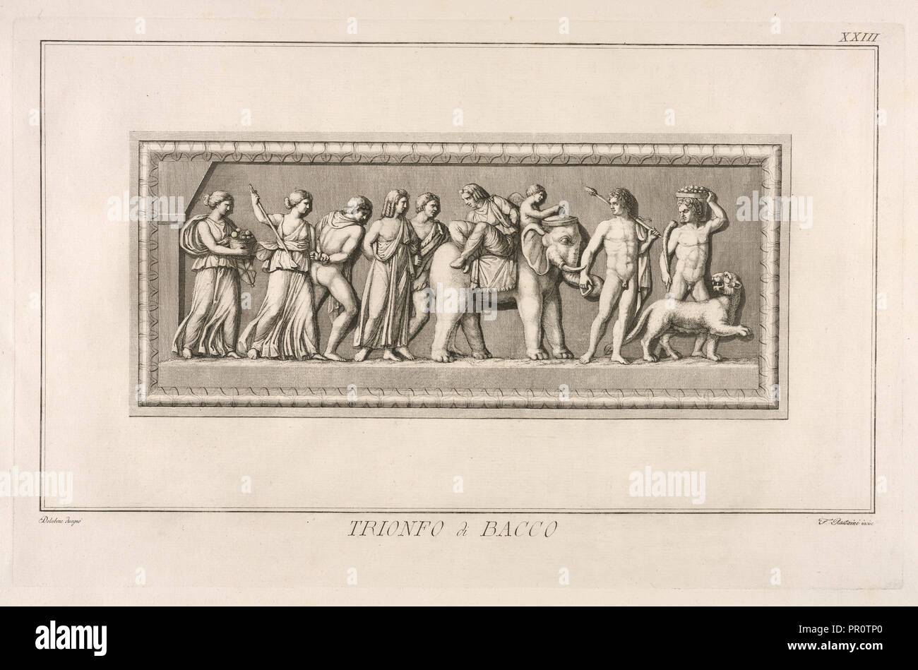 Trionfo di Bacco, Il museo Pio-Clementino, Visconti, Ennio Quirino, 1751-1818, Visconti, Giovanni Battista, d. 1722, Engraving Stock Photo