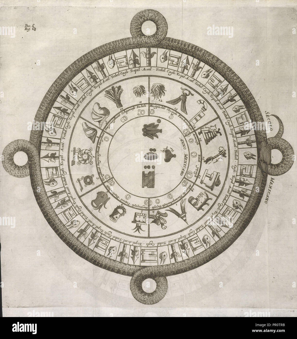 Aztec calendar, Giro del mondo del dottor d. Gio. Francesco Gemelli Careri, Gemelli Careri, Giovanni Francesco, 1651-1725 Stock Photo