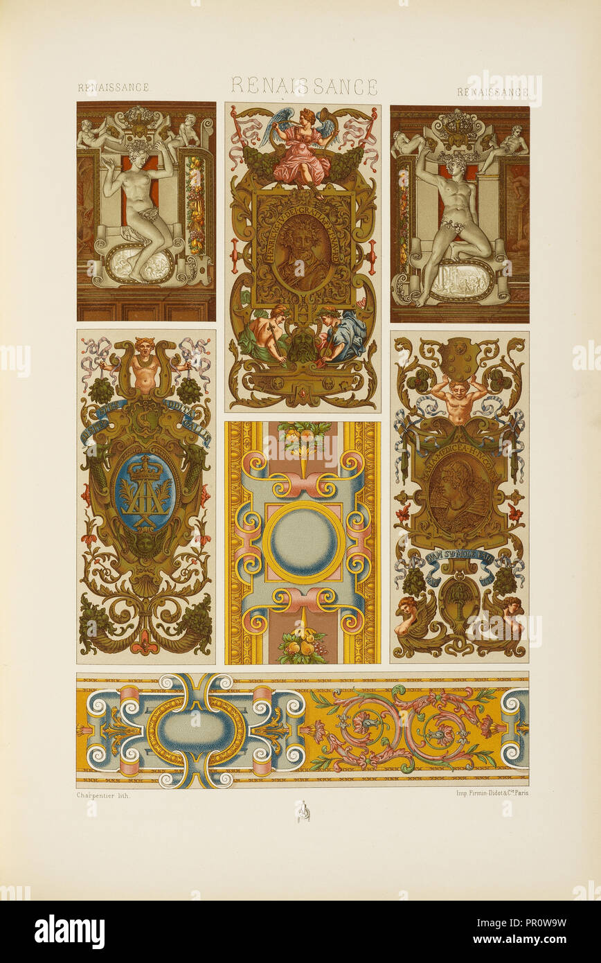 Renaissance L'ornement polychrome, Charpentier, Firmin-Didot, Firm, Racinet, A., Auguste, 1825-1893, Chromolithograph Stock Photo