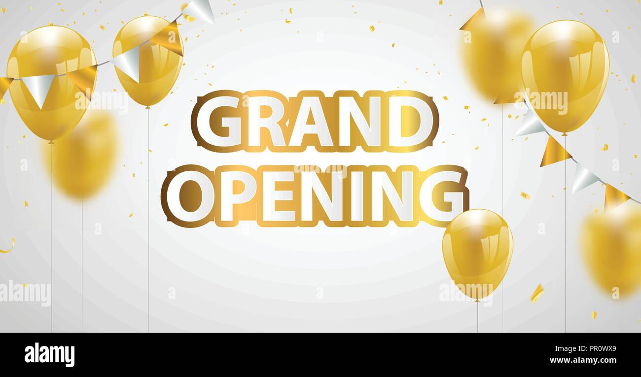 Grand Opening Ceremony Banner With Golden Confetti Royalty Free