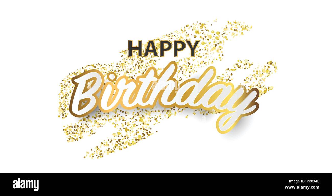 Happy Birthday Vector Celebration Party Banner Golden Foil Confetti And White And Glitter Gold Stock Vector Image Art Alamy