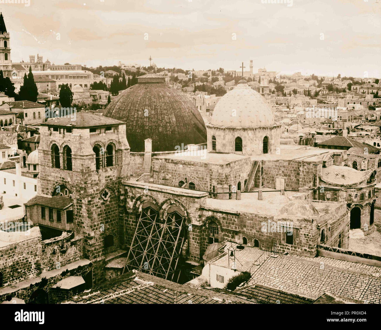 Church of Holy Sepulchre showing the two domes. 1950, Jerusalem, Israel Stock Photo