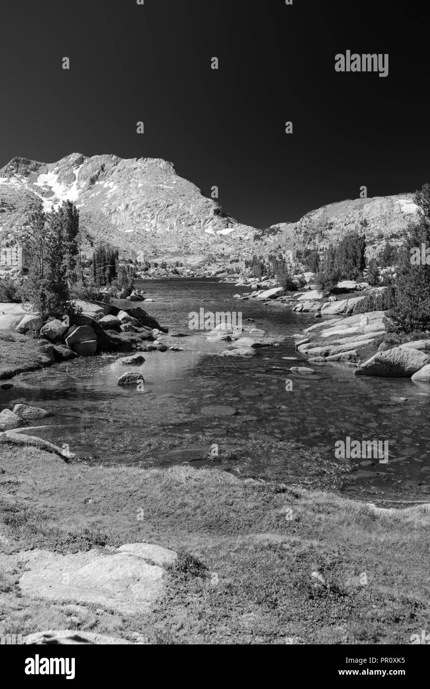 The view along the John Muir Trail at Marie Lake with Selden Pass in ...