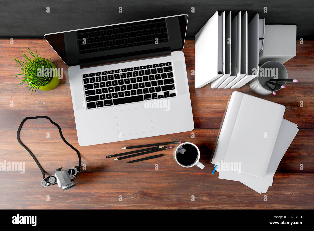 3d modern computer workplace Stock Photo - Alamy