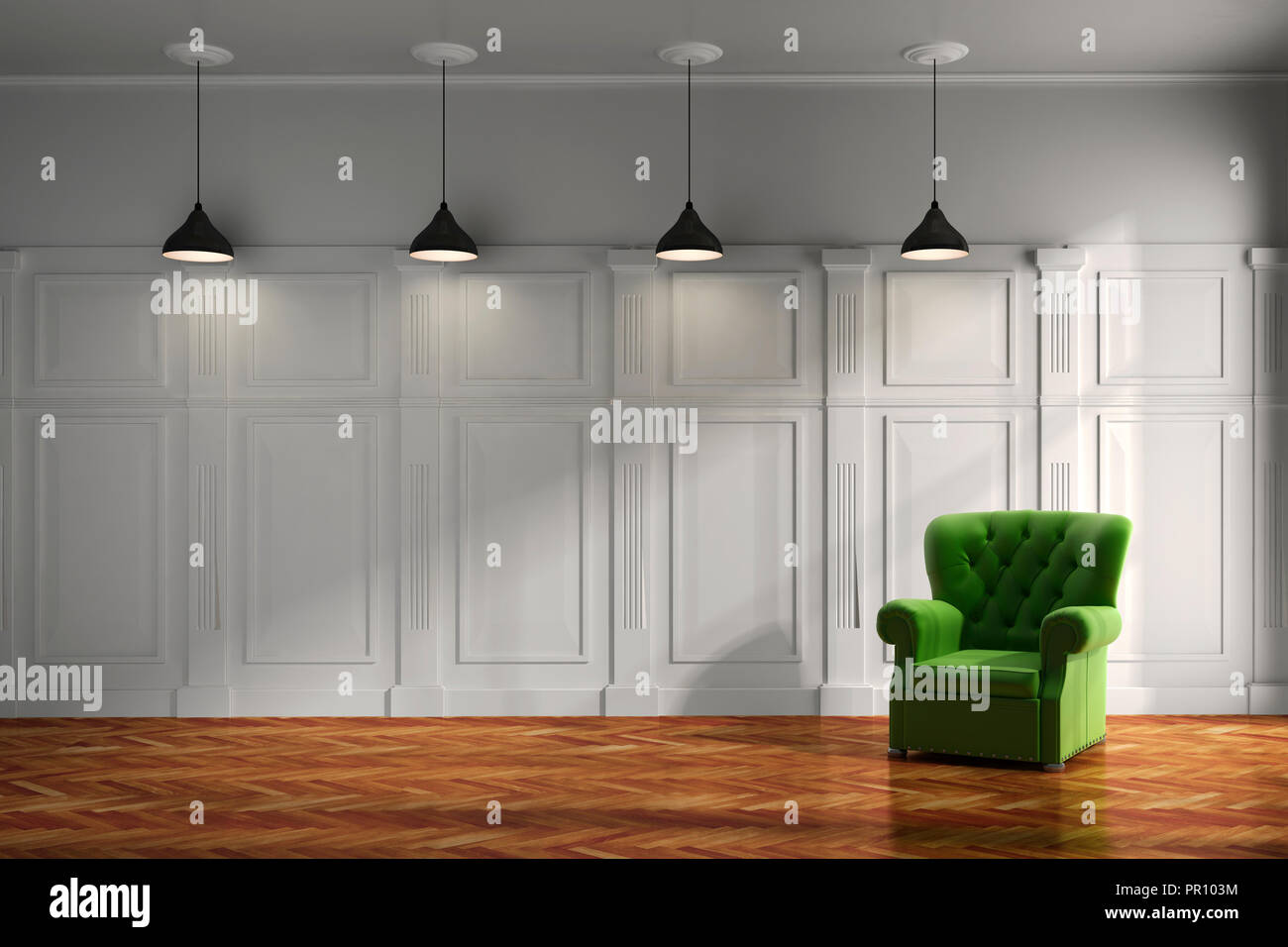 3d render of vintage interior and armchair Stock Photo - Alamy