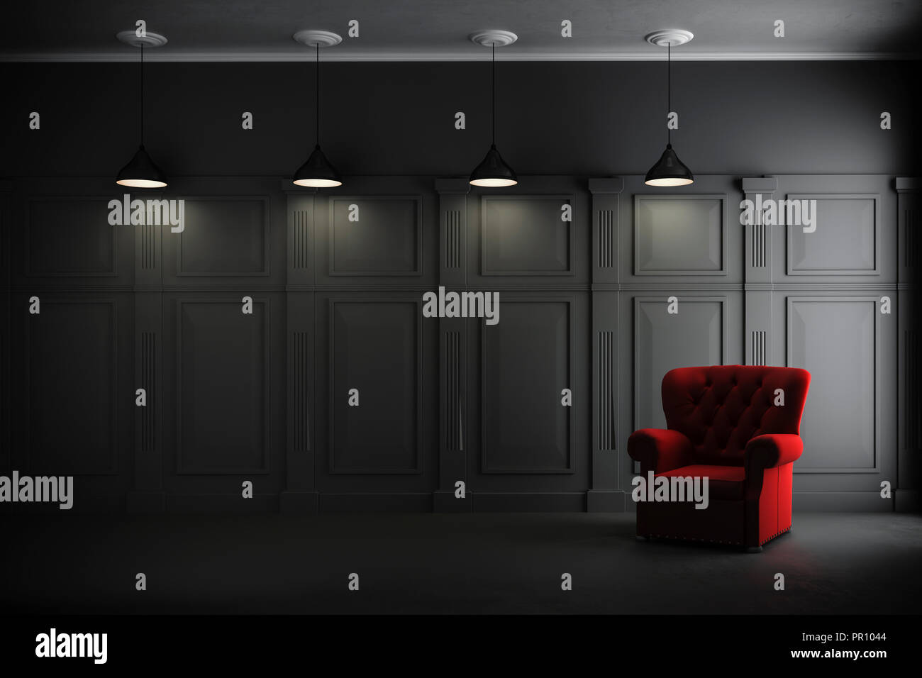 3d render of vintage interior and armchair Stock Photo - Alamy