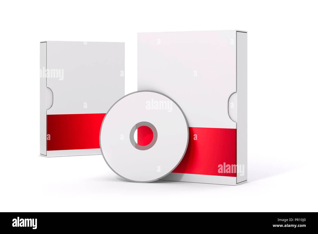 3d blank software package and dvd on white background Stock Photo