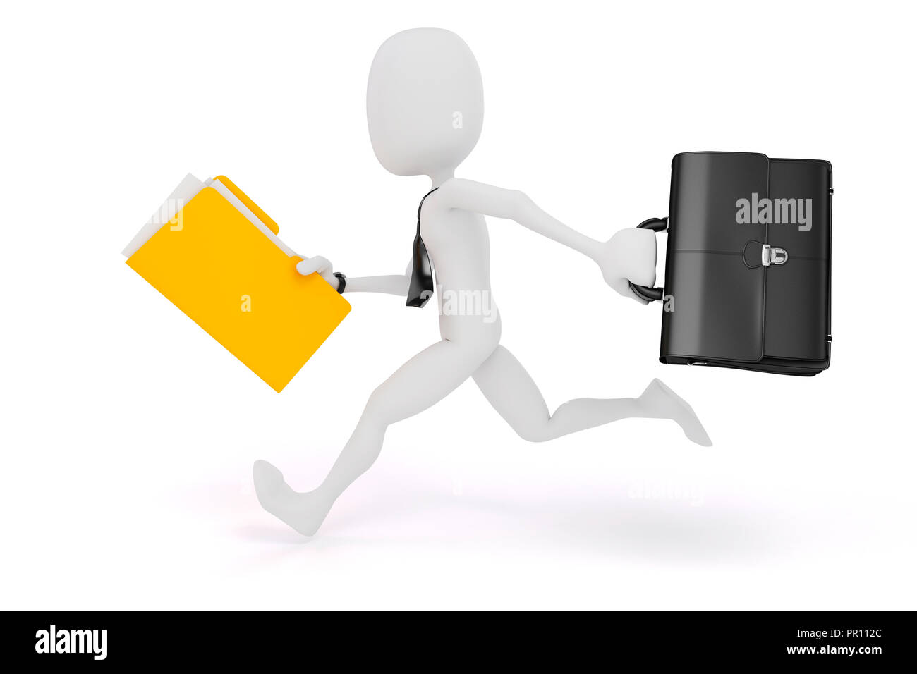 3d man businessman running on white background Stock Photo