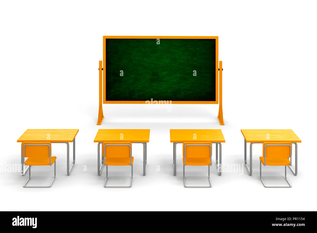 3d empty classroom on white background Stock Photo - Alamy