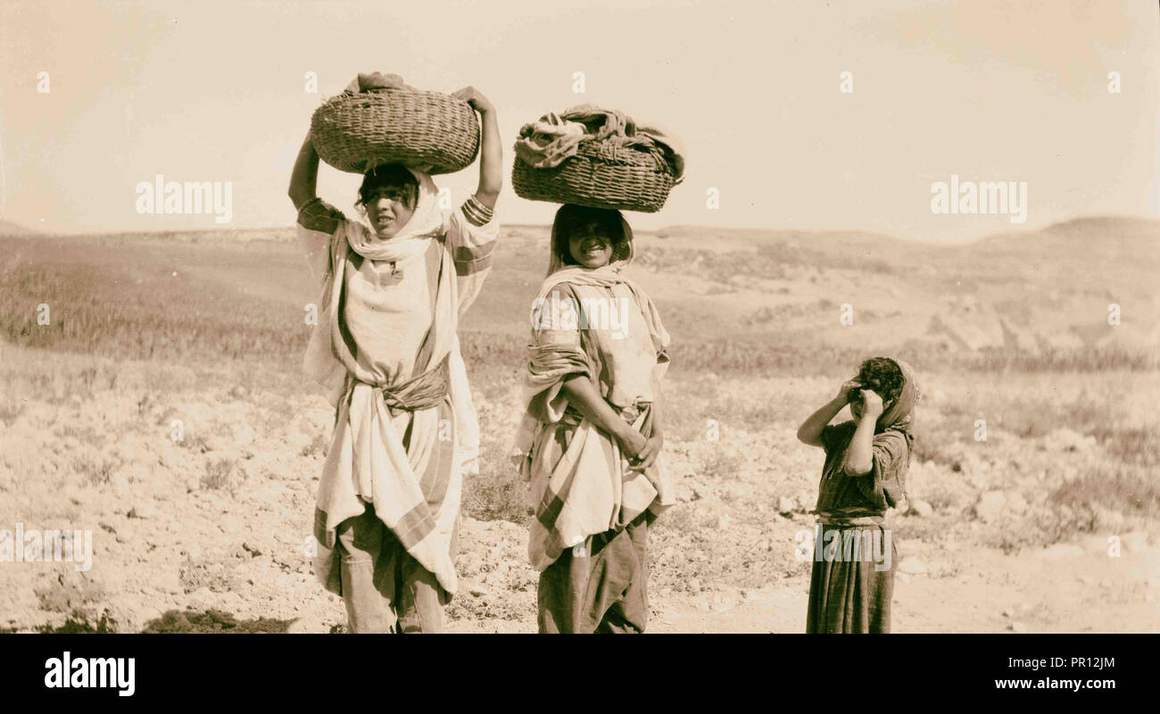 Native women with their baskets. 1900, Middle East, Israel and/or ...