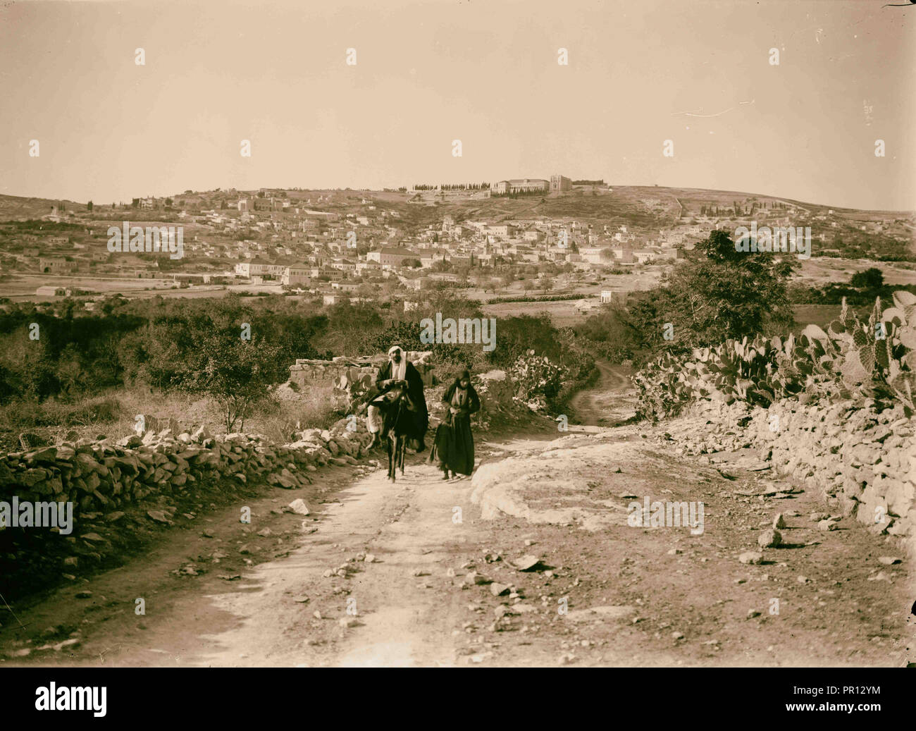 Nazareth from the east. Bridle path in foreground. 1898, Israel, Nazareth Stock Photo