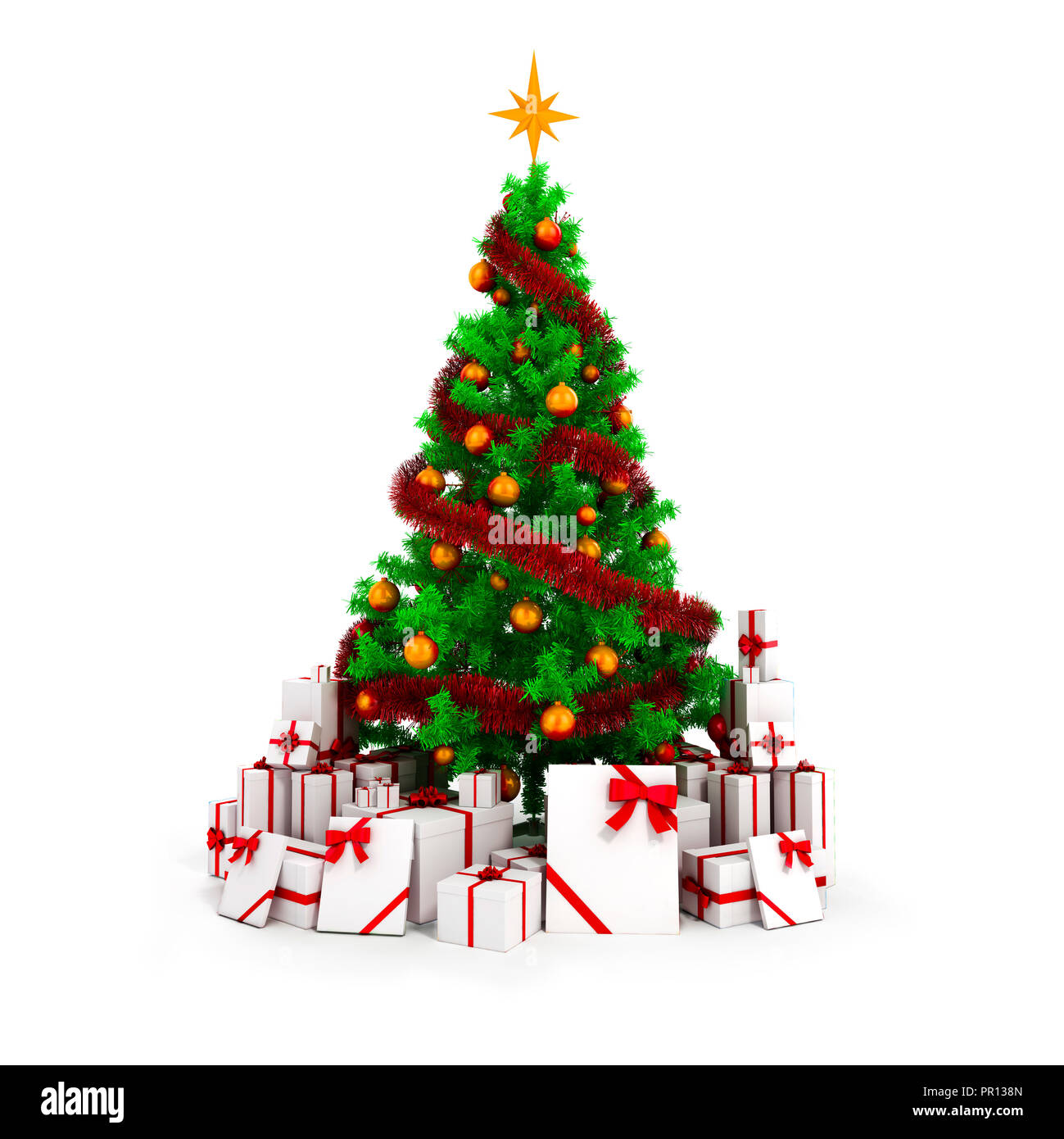 Decorative xmas tree with 3d gift boxes hi-res stock photography and ...