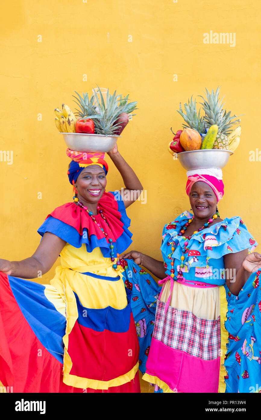 Palanquera women in Cartagena city, Colombia, South America Stock Photo