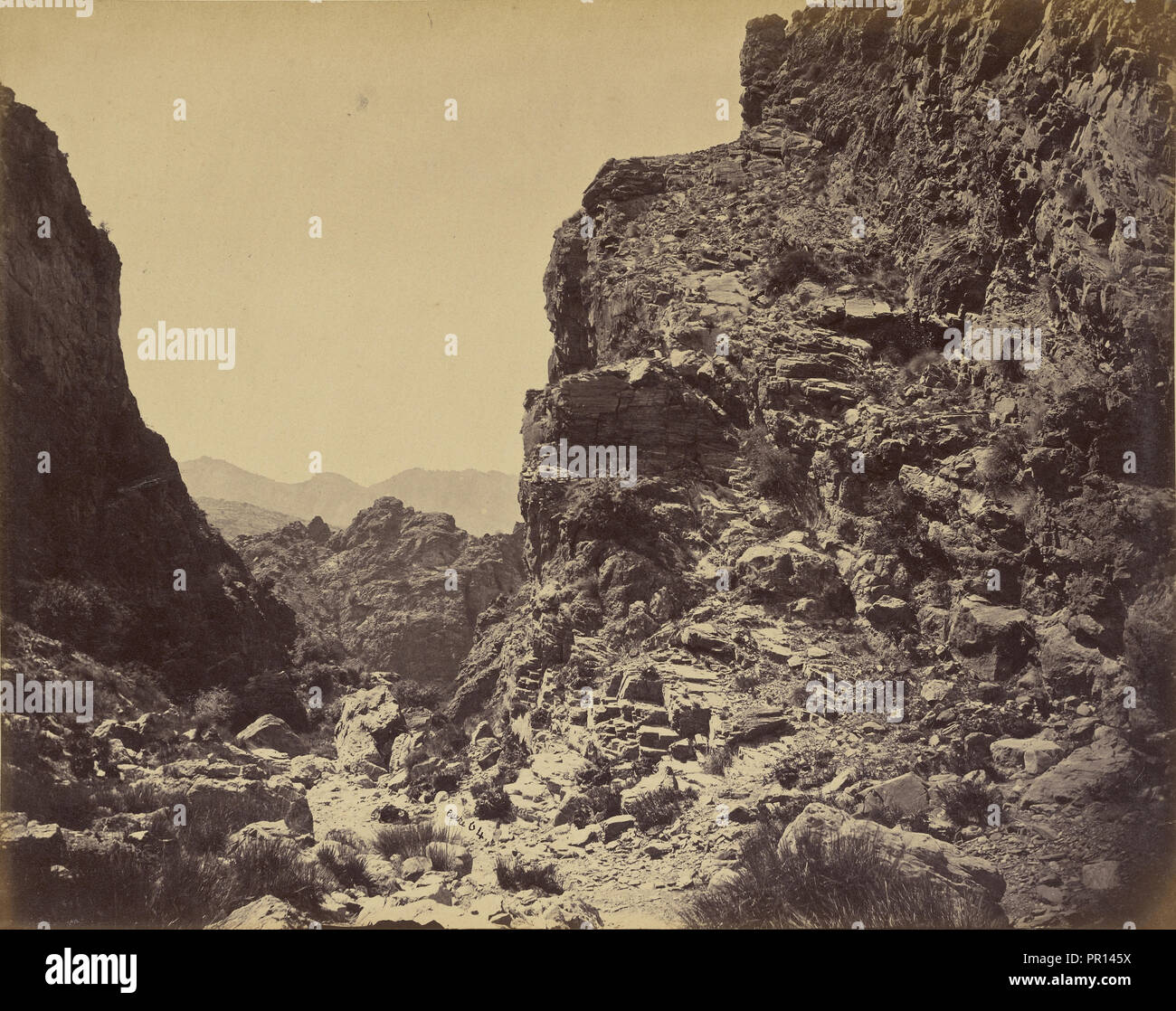 Mountain pass; John Burke, British, active 1860s - 1870s, Afghanistan; 1878 - 1879; Albumen silver print Stock Photo