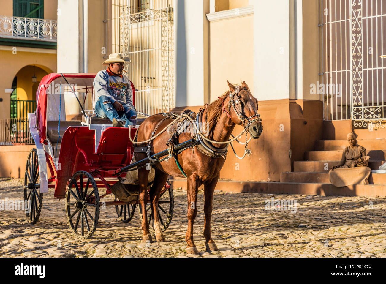 A traditional horse taxi carriage in Trinidad, Cuba, West Indies, Central America Stock Photo