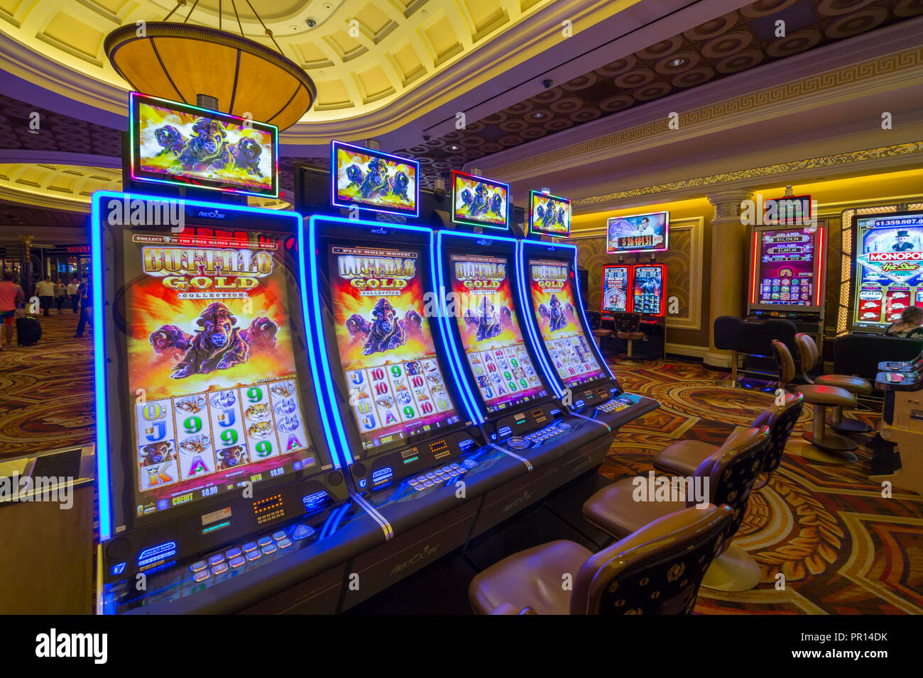 Gambling machines in Caesars Palace Hotel and Casino, Las Vegas, Nevada, United States of America, North America Stock Photo