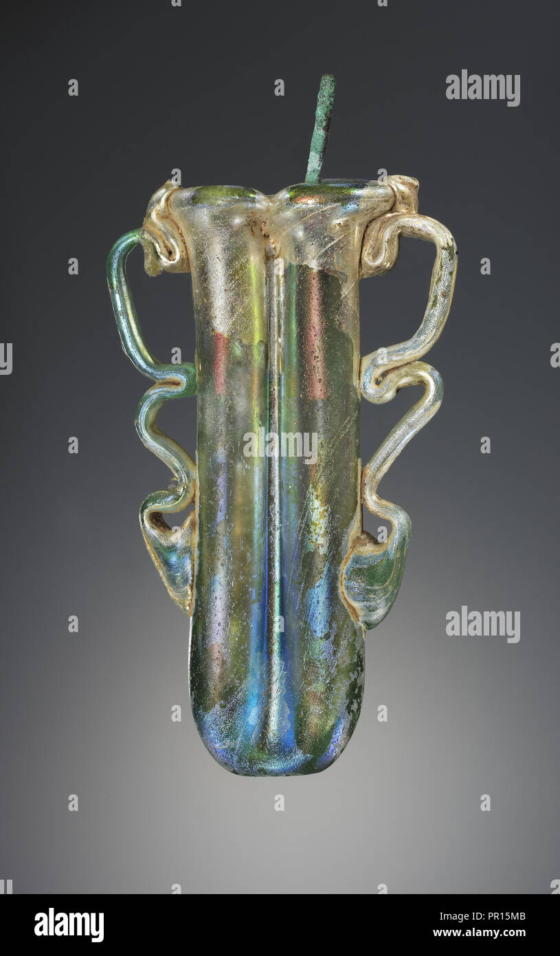 Bipartite Kohl Tube Roman Empire 3rd 4th Century Glass Bronze 11 5 X 7 Cm 4 1 2 X 2 3 4
