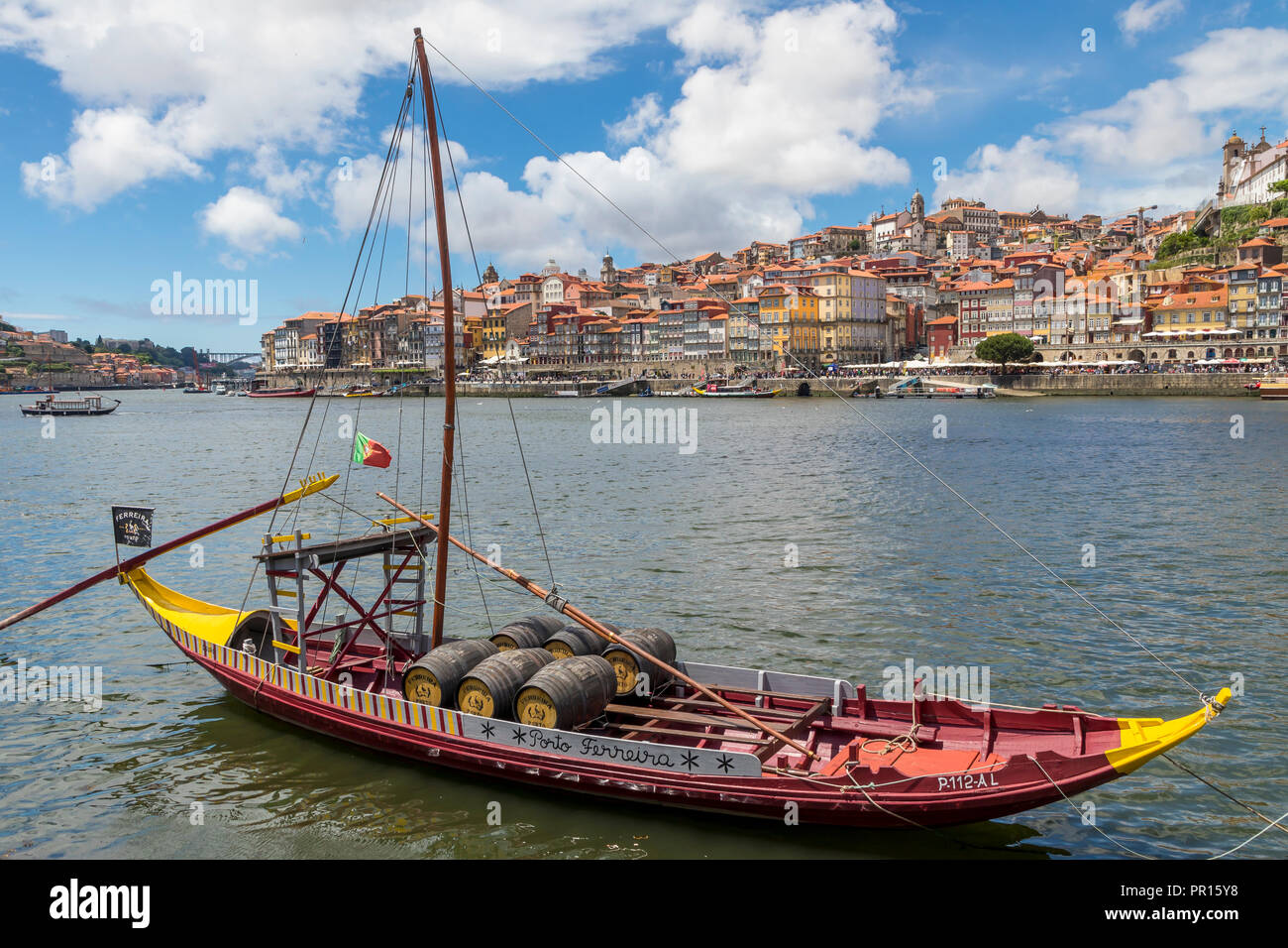 Traditional Rabelo boat on Douro River, Porto, Portugal, Europe Stock Photo  - Alamy