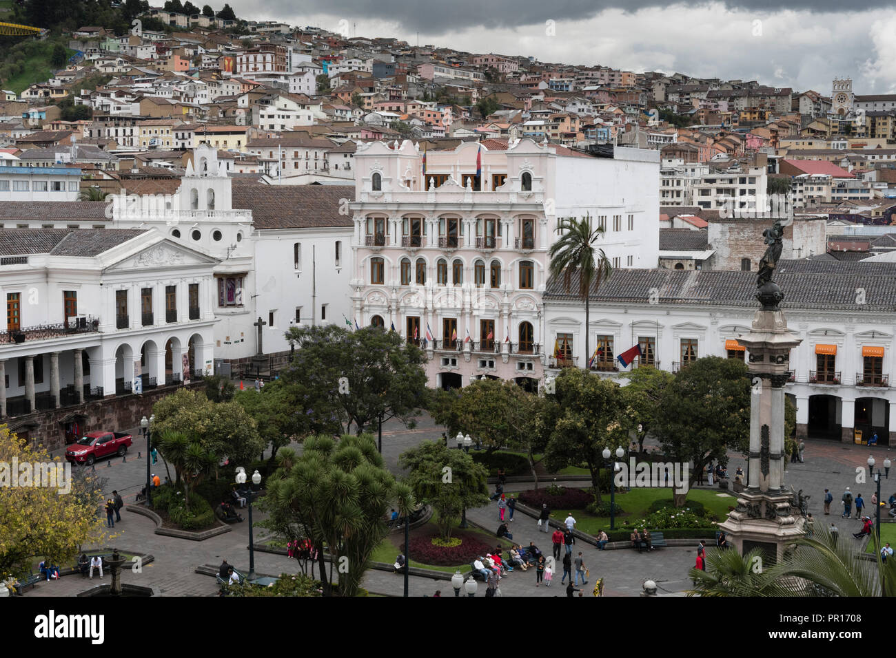 View of Plaza de la Independencia, Quito, Ecuador, South America Stock Photo