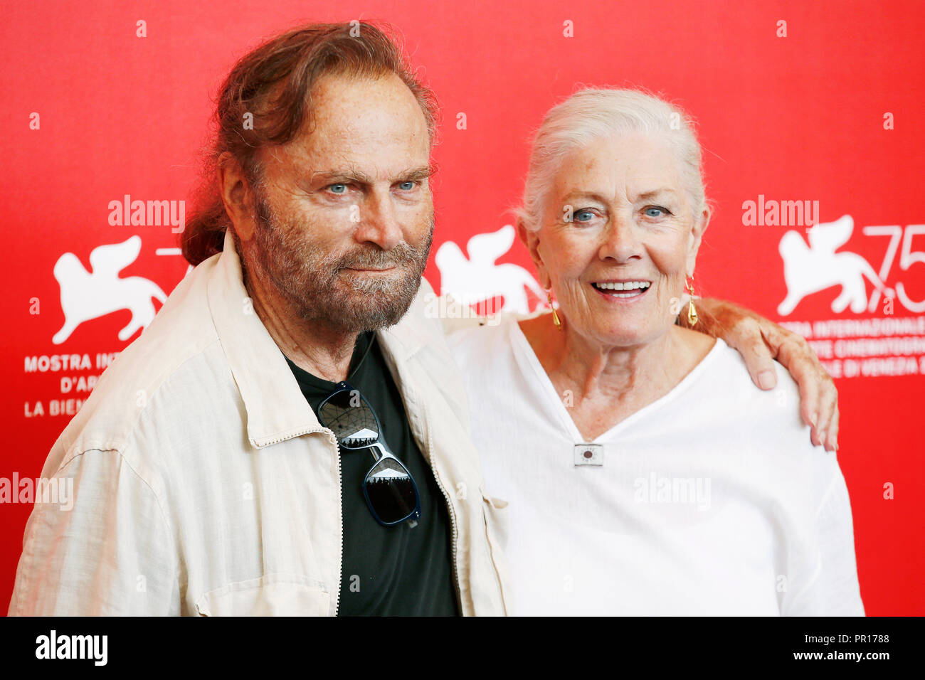 VENICE, ITALY - AUGUST 29: Franco Nero and Vanessa Redgrave attend a photo-call for the Lifetime Achievement Award during the 75th Venice Film Festiva Stock Photo