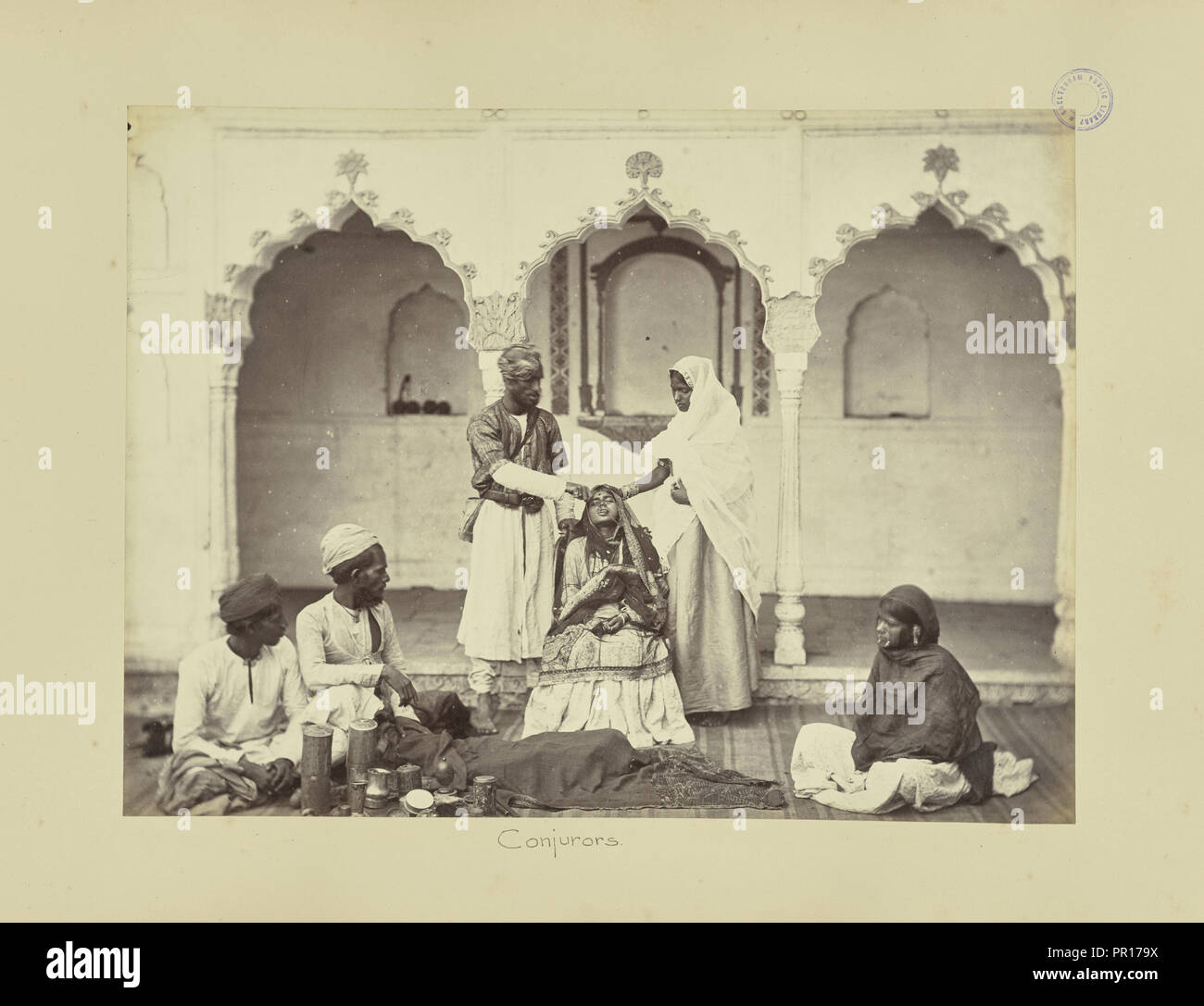 Conjurors; Possibly Charles Shepherd, English, active 1858 - 1878, India; 1862; Albumen silver print Stock Photo