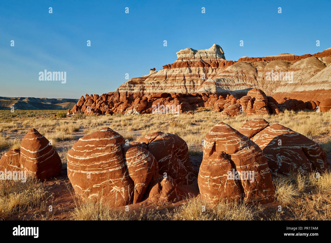 Striped red-rock boulders, Hopi Reservation, Arizona, United States of America, North America Stock Photo