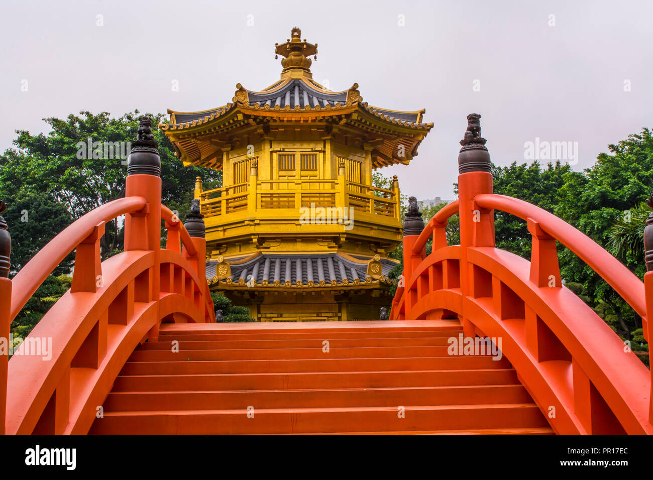 The pagoda at the Chi Lin Nunnery and Nan Lian Garden, Kowloon, Hong Kong, China, Asia Stock Photo