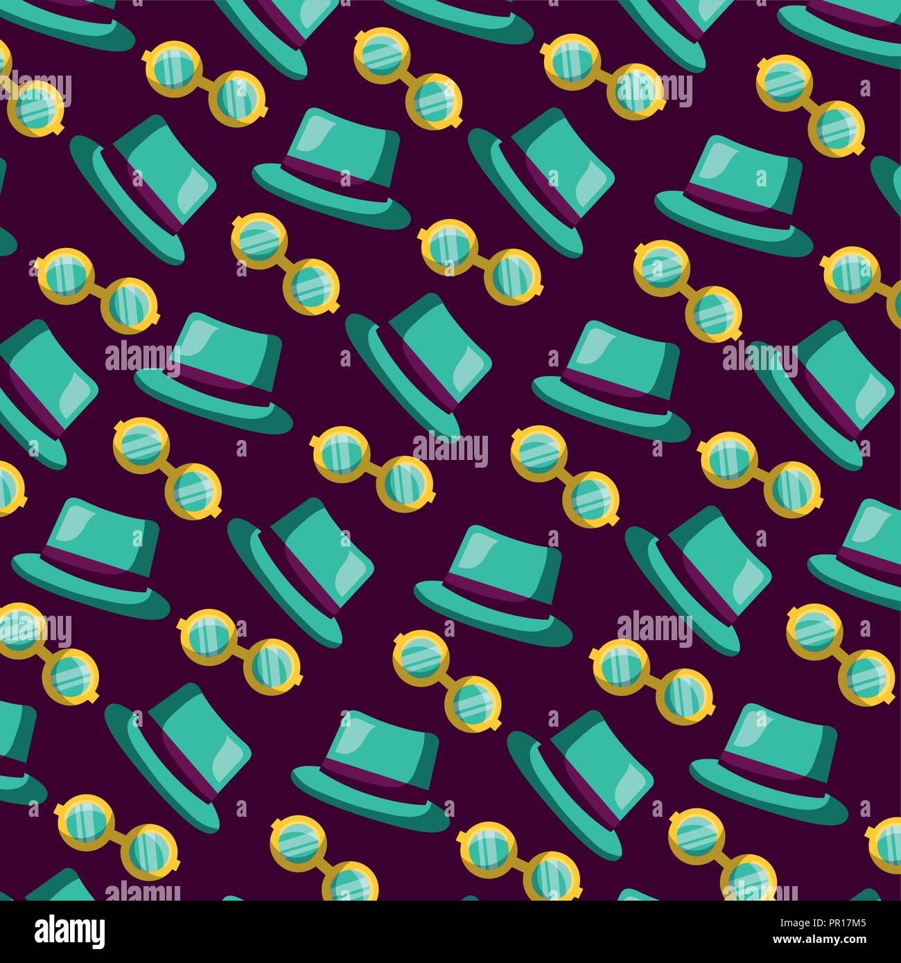 party mask night colors hats and glasses background vector illustration