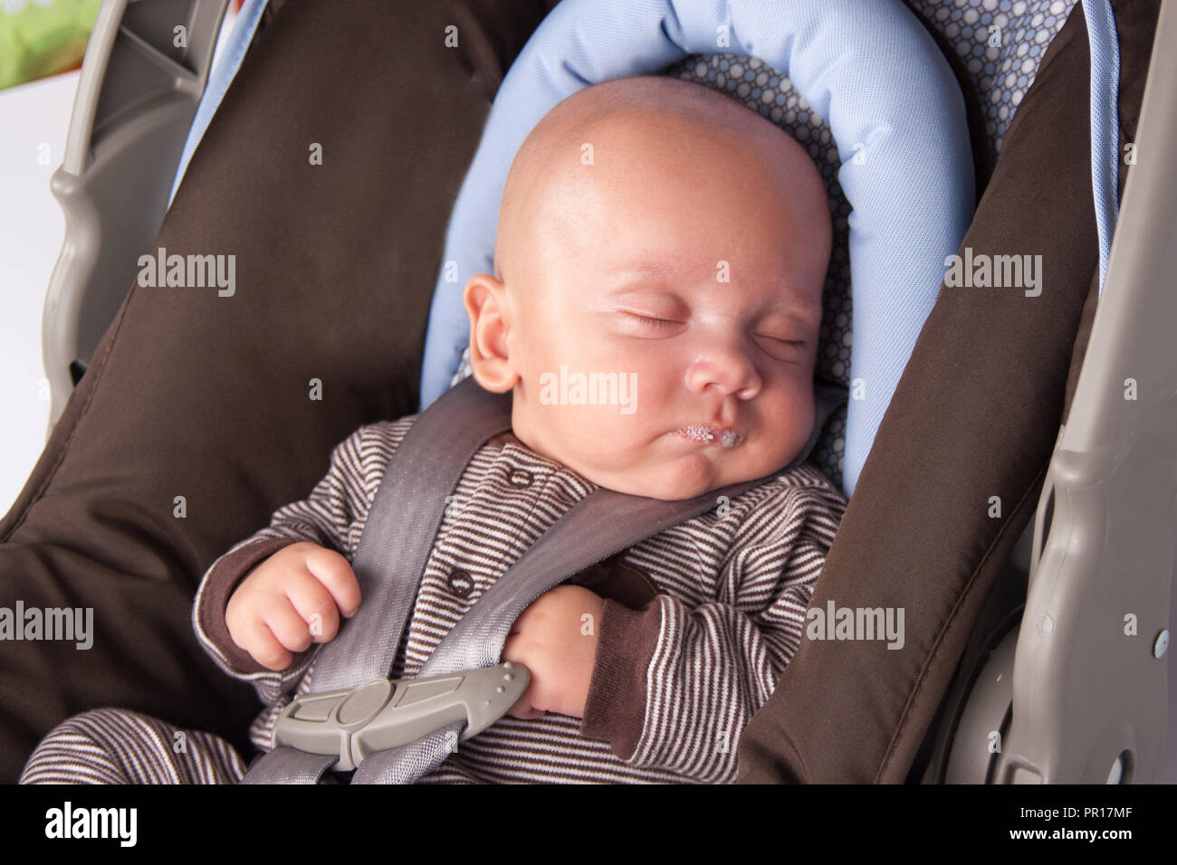Adorable Little Girl Eating Yogurt Baby Boy Sleeping In Safety Seat