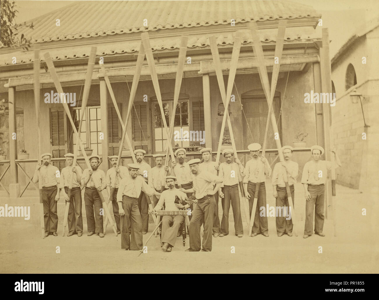 Crew of Daring; Felice Beato, 1832 - 1909, Asia; 1871; Albumen silver print Stock Photo