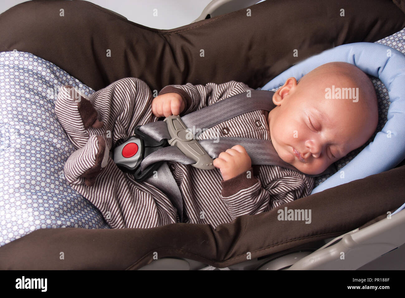 Adorable Little Girl Eating Yogurt Baby Boy Sleeping In Safety Seat