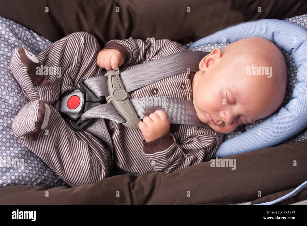 Adorable Little Girl Eating Yogurt Baby Boy Sleeping In Safety Seat