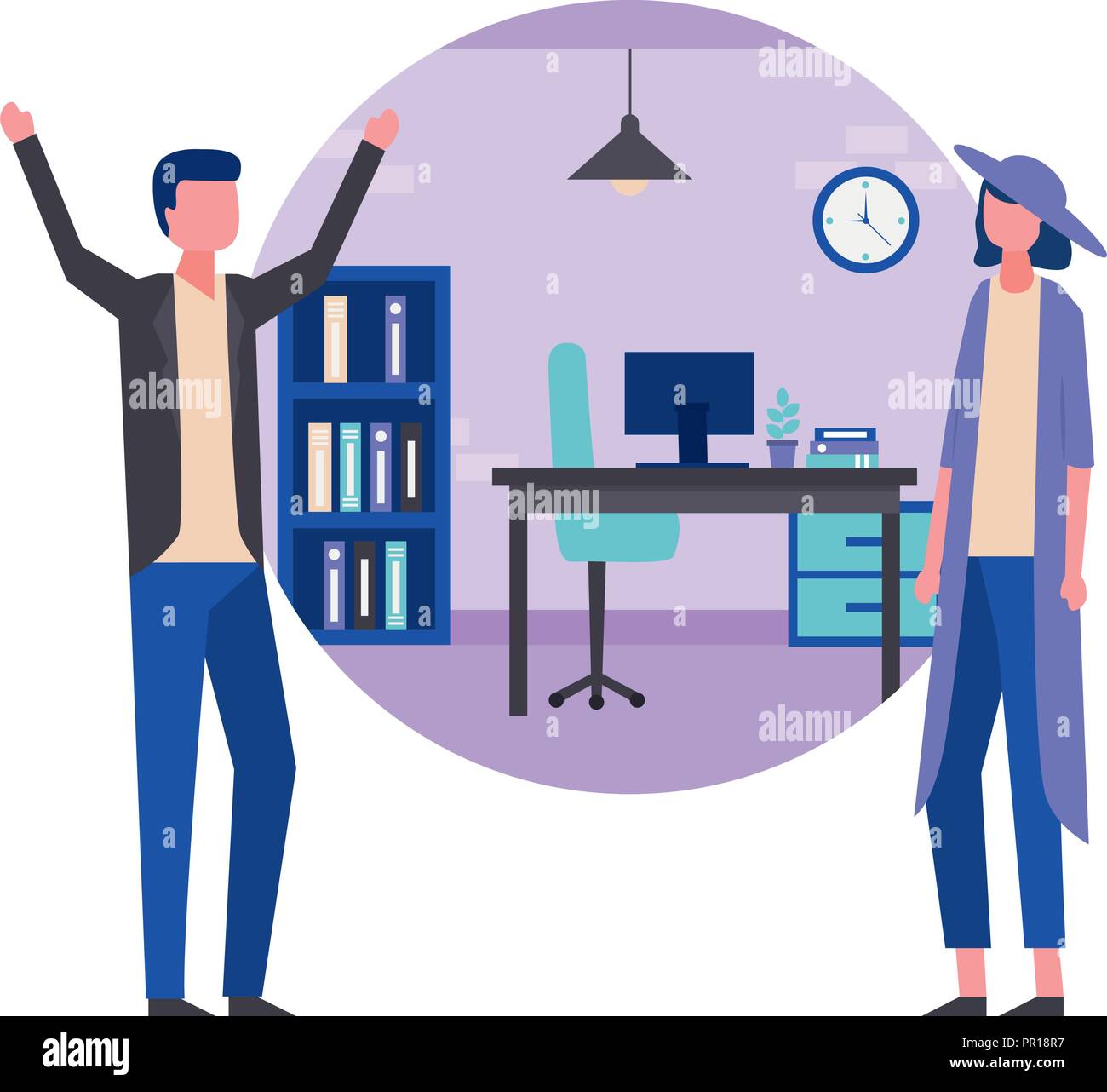 business man and woman office workspace vector illustration Stock ...