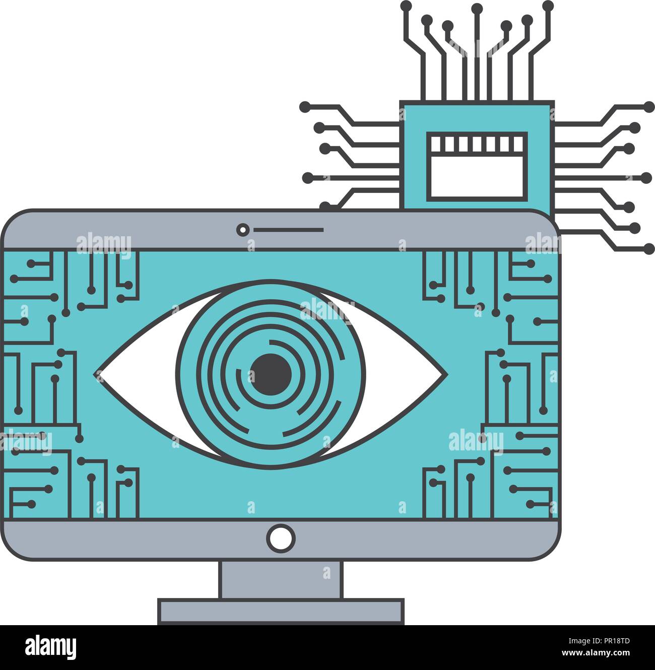 artificial intelligence computer surveillance circuit board vector ...