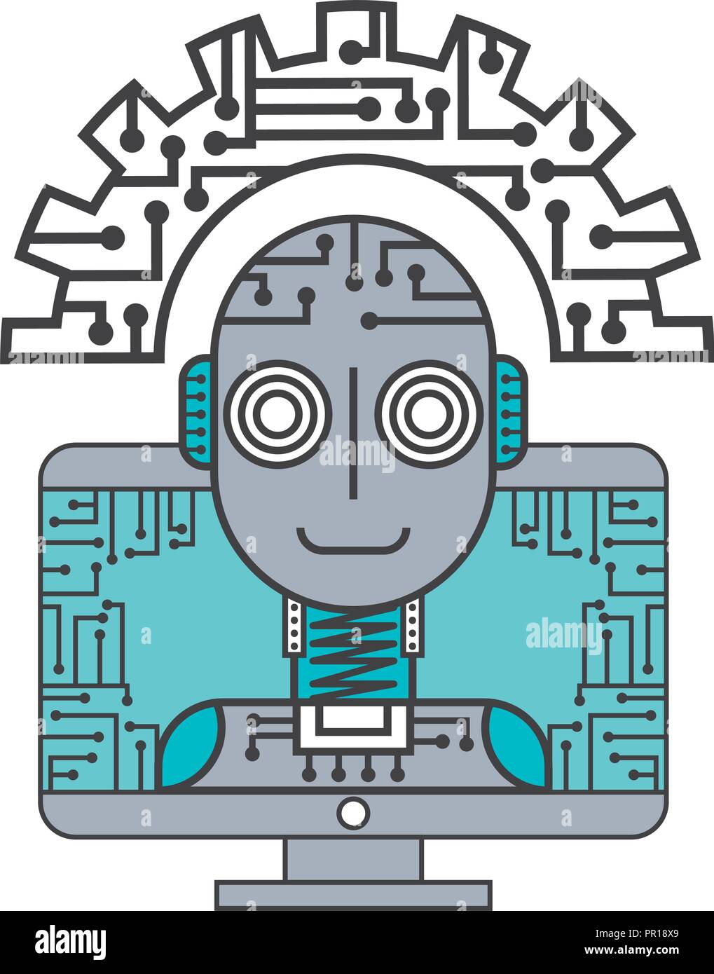robot artificial intelligence computer gear enginner vector ...