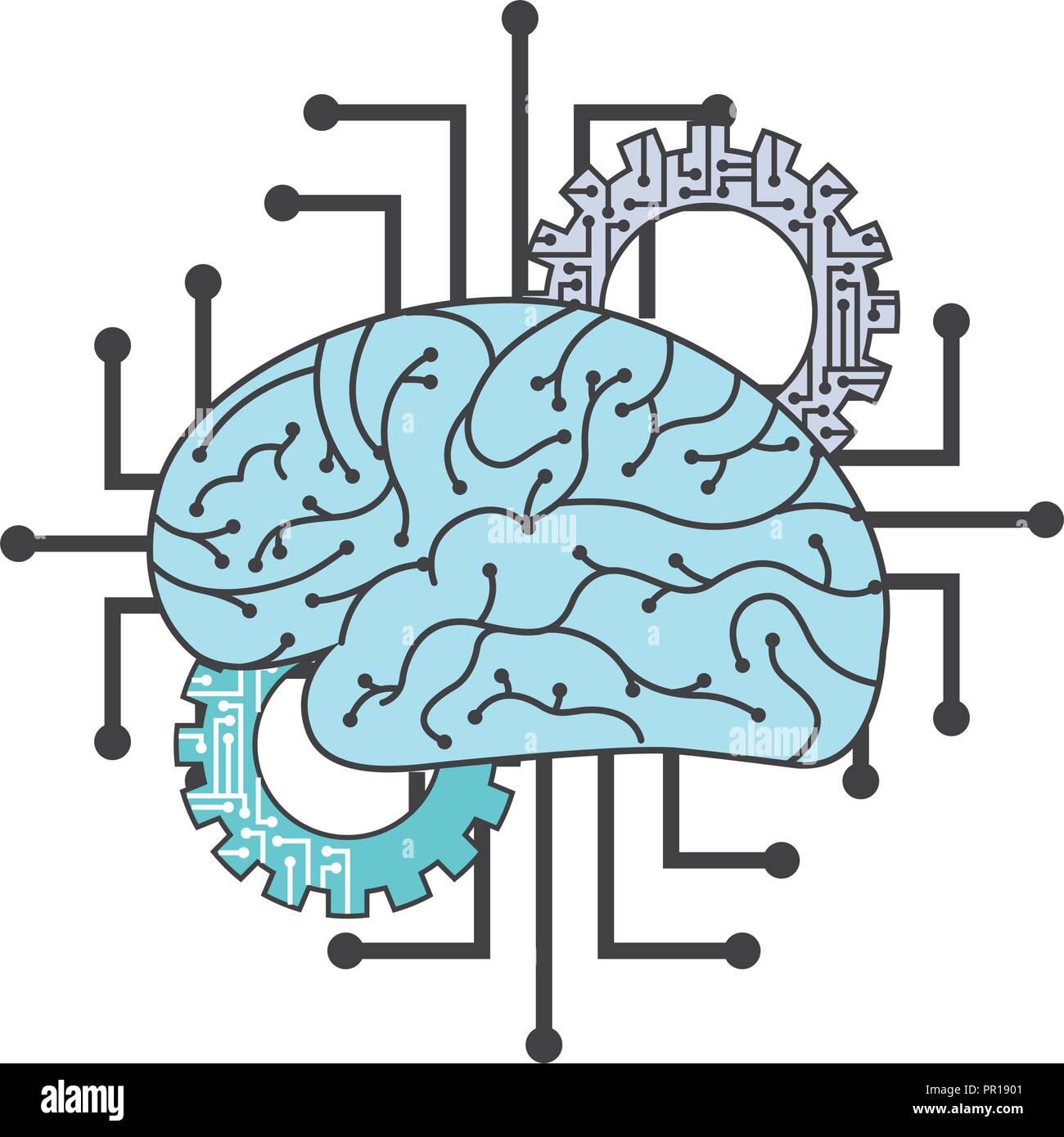 artificial intelligence breain gears circuits innovation vector illustration Stock Vector