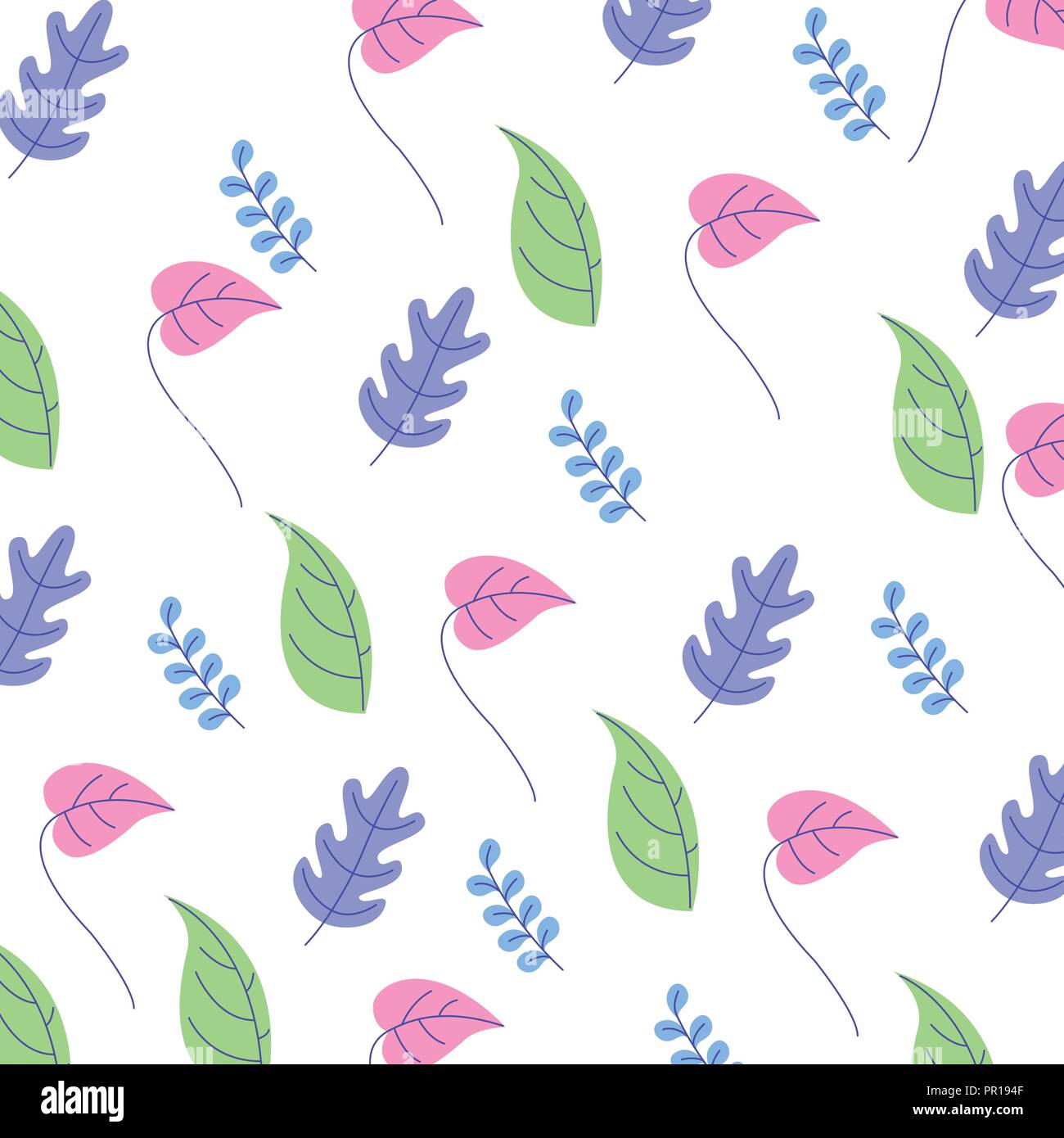 floral nature leaves foliage botanical pattern vector illustration ...
