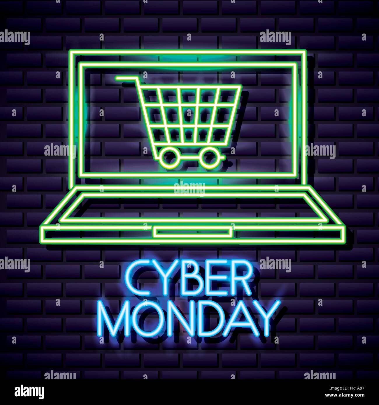 cyber monday computer screen shop car vector illustration Stock Vector ...