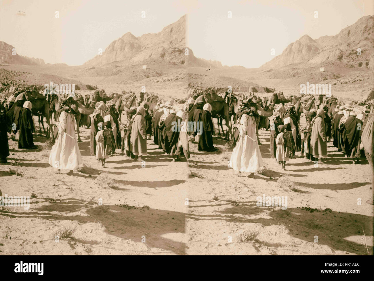 To Sinai via the Red Sea, Tor, and Wady Hebran. Multitude at the Hill of Aaron. 1900, Egypt, Sinai Stock Photo
