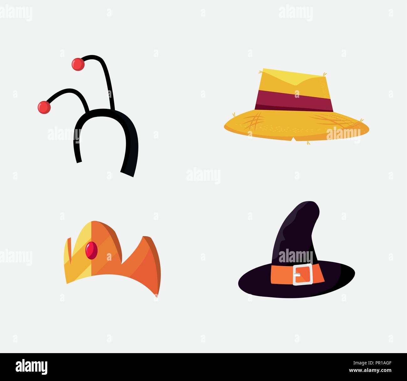 halloween customes hats antennas and crown princess vector illustration