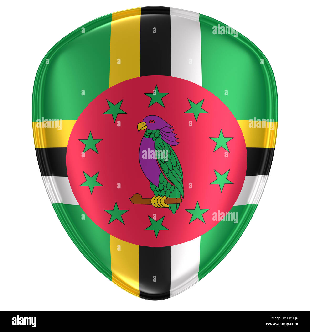 3d rendering of a Dominica flag icon on white background Stock Photo ...