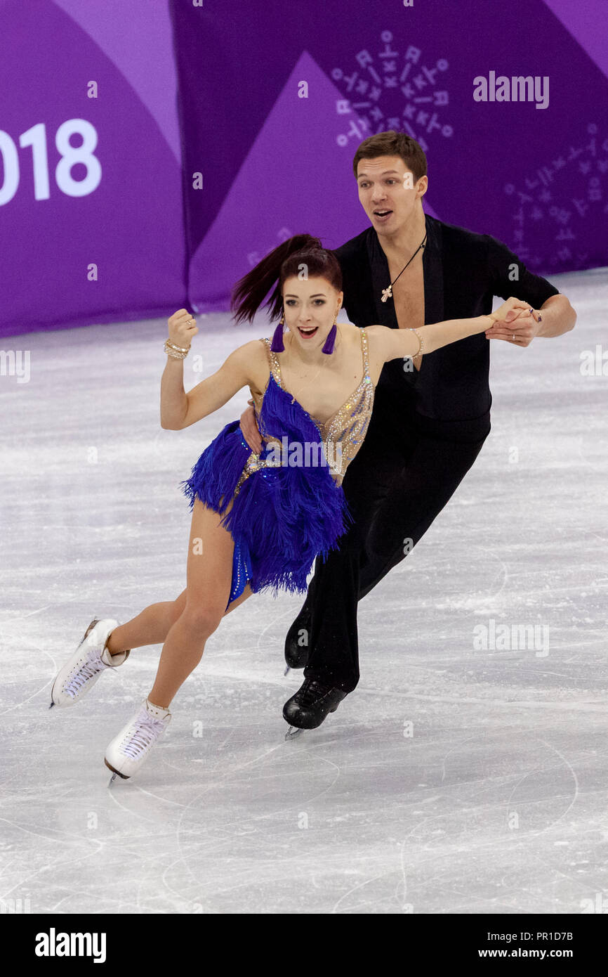 Ekaterina Bobrova and Dmitri Soloviev (OAR) during the Figure Skating Team  Dance competition at the Olympic Winter Games PyeongChang 2018 Stock Photo  - Alamy, image size:866x1390