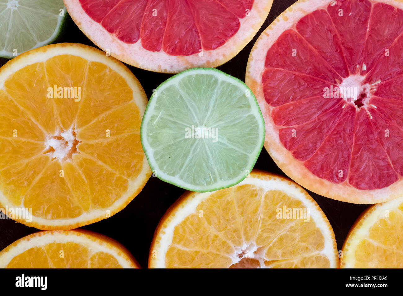 Background With Citrus-fruit Of Fresh Fruit Slices Stock Photo