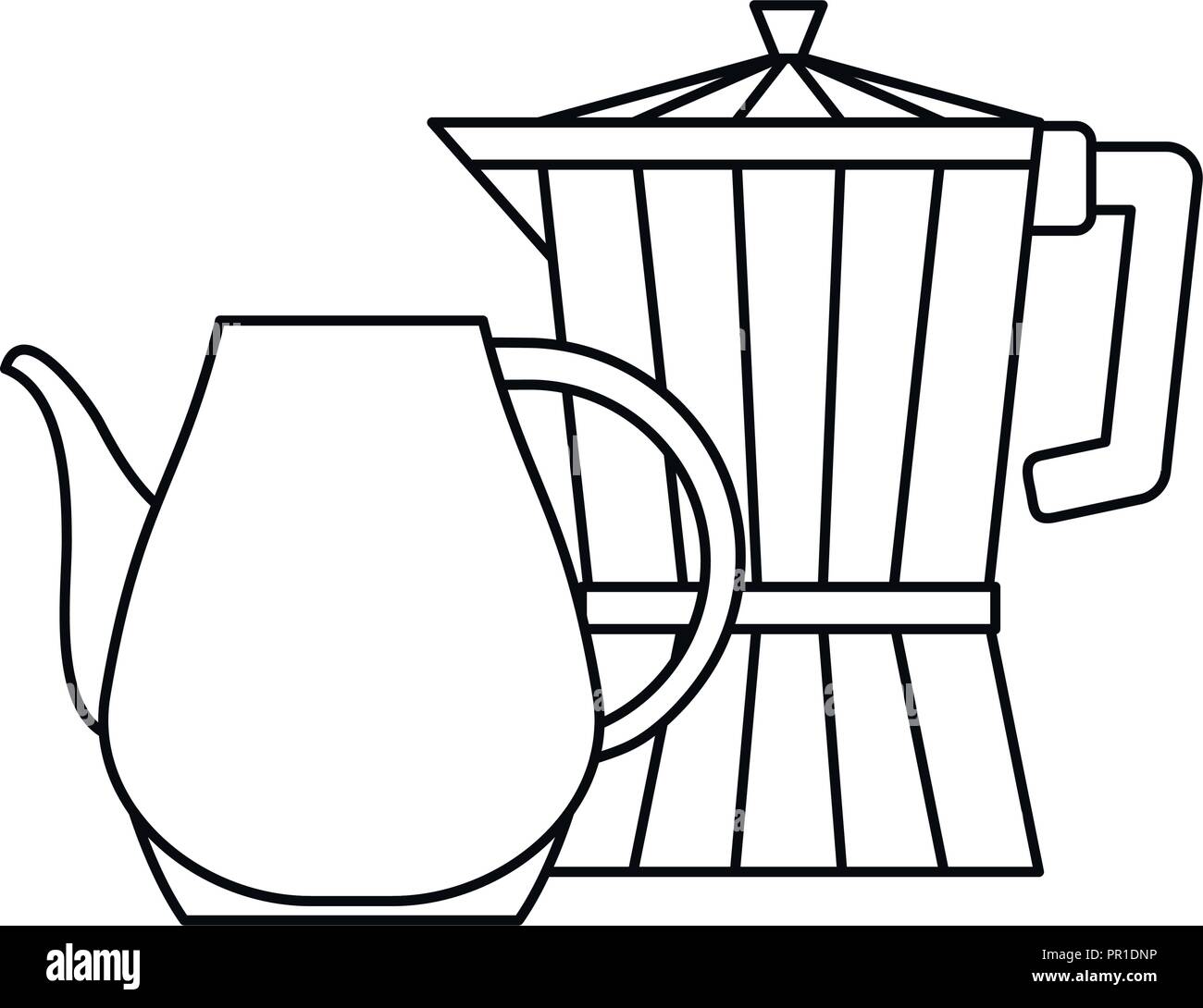 coffee maker and ceramic pitcher vector illustration thin line Stock Vector Image & Art Alamy