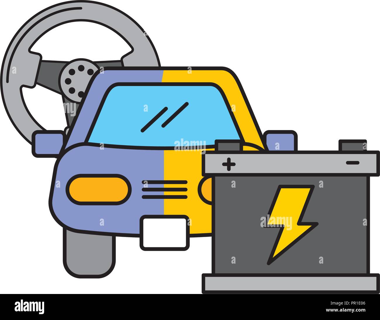 painting car battery automotive service vector illustration Stock