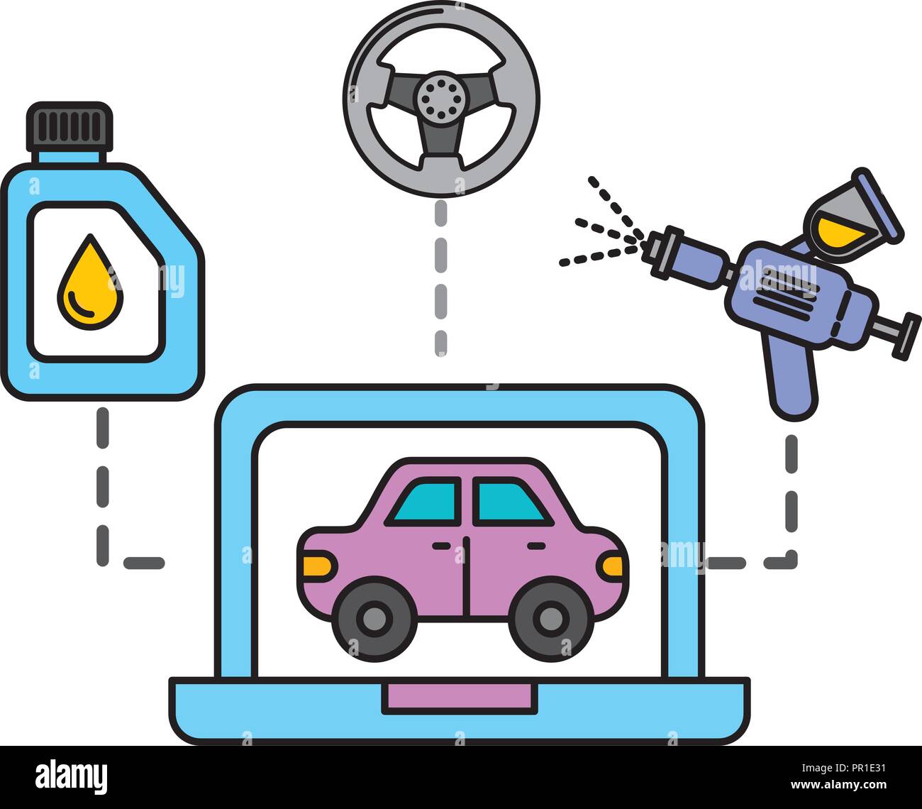 laptop vehicle diagnostic automotive service vector illustration Stock