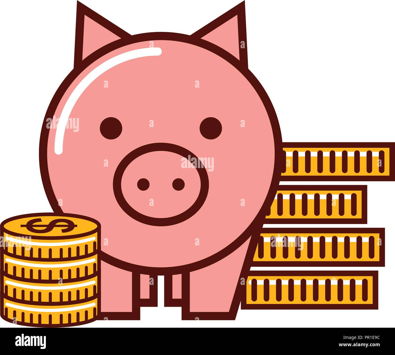 business money piggy bank coins stacked vector illustration Stock ...