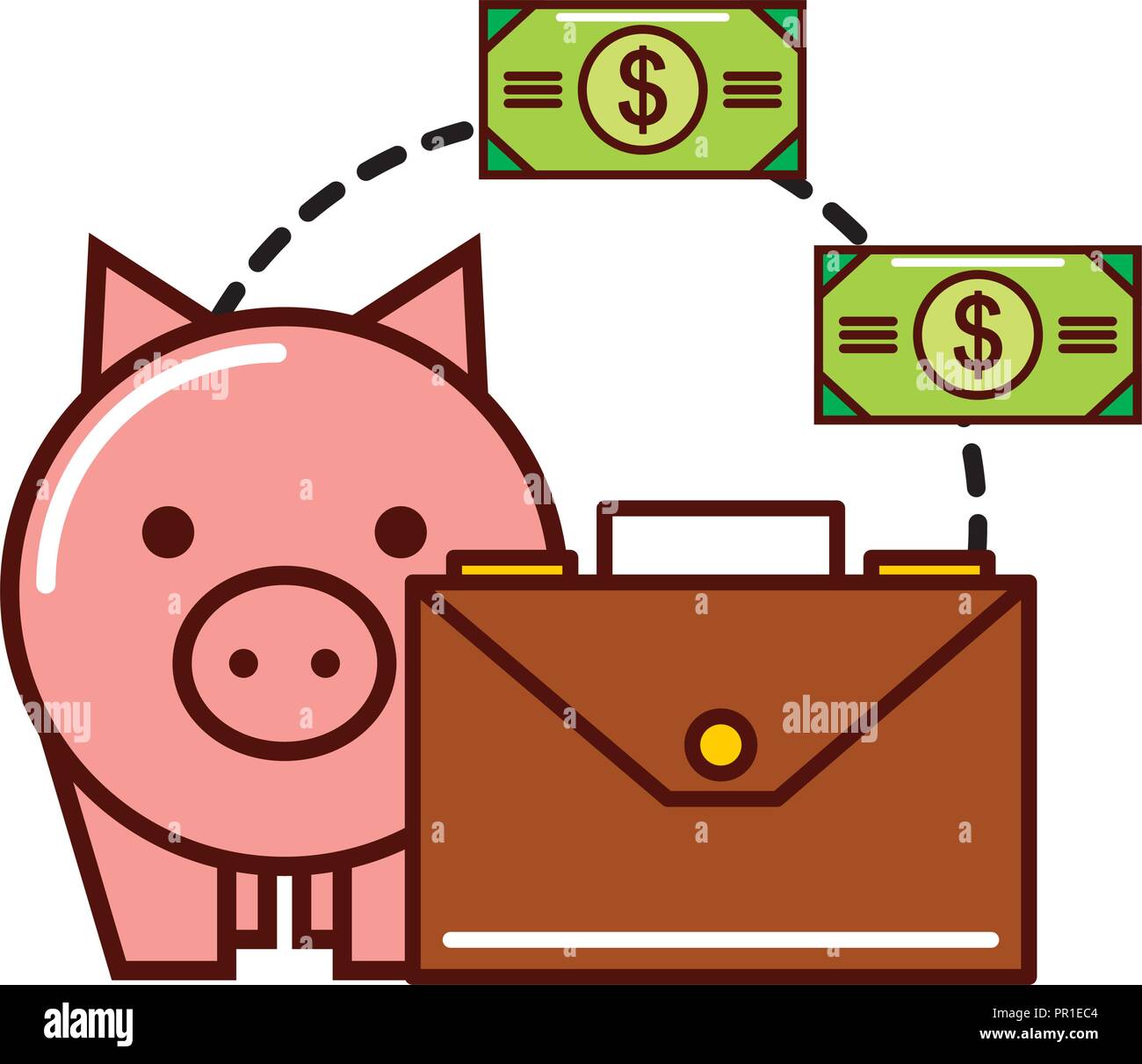 business piggy bank money banknote briefcase vector illustration Stock ...