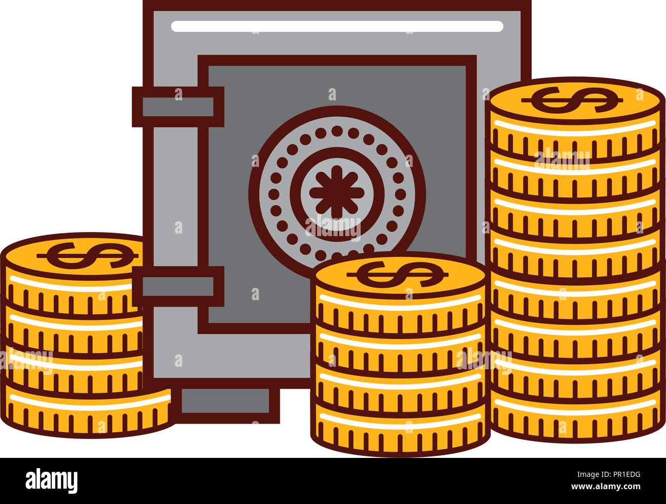 business money safe box currency coins vector illustration Stock Vector ...