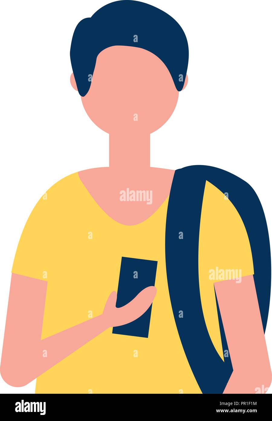 young man using smartphone device vector illustration Stock Vector ...